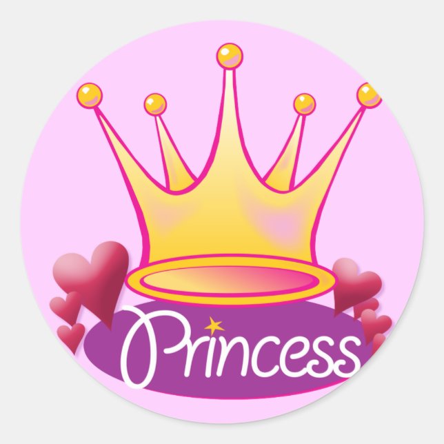 Sticker Rond Jolie princesse rose (Devant)
