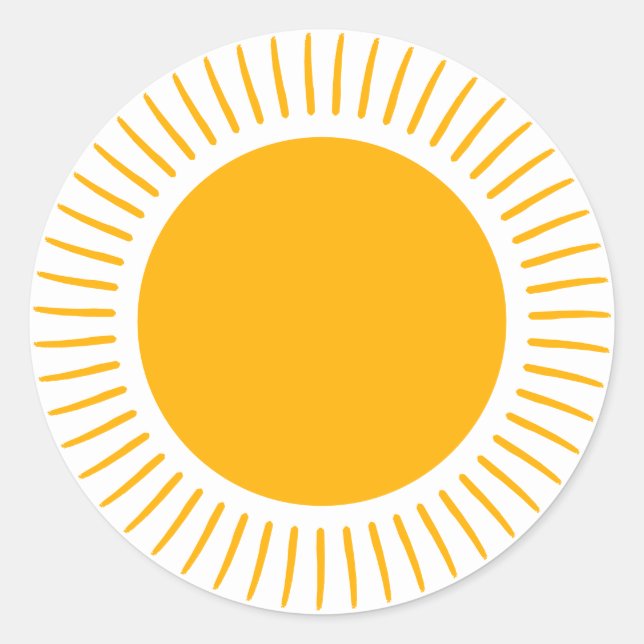 Sticker Rond Jolie rayons de soleil jaune boho moderne plaisir (Devant)