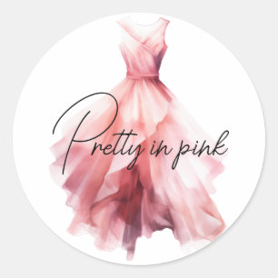 Sticker Rond Jolie robe rose