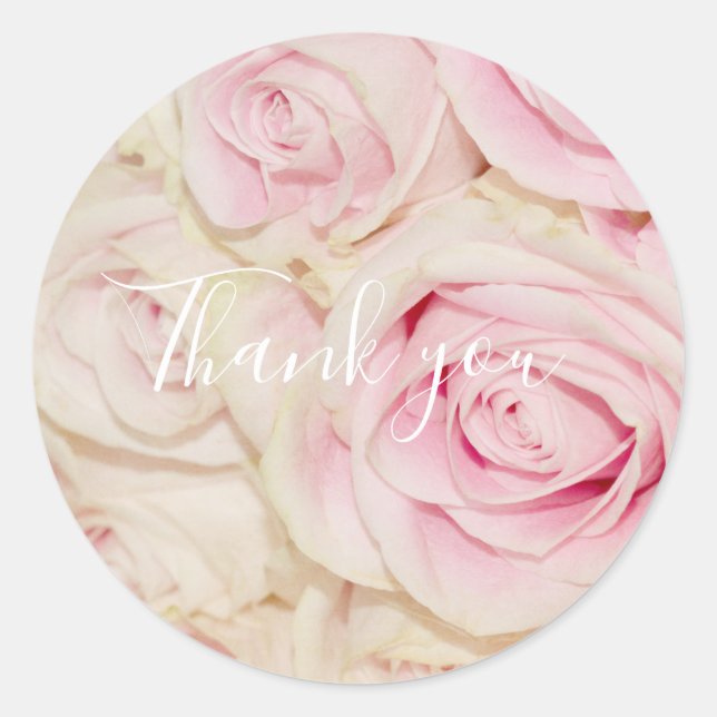 Sticker Rond Jolie rose Roses Blanches (Devant)