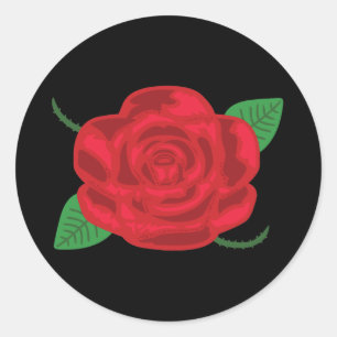 Sticker Rond Jolie Rose rouge