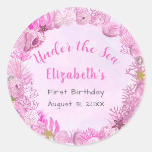Sticker Rond Jolie rose sous l'eau pour l'anniversaire d'une fi