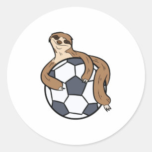 Sticker Rond Jolie Sloth Soccer Kids Lazy Sloth Avec Balle De F