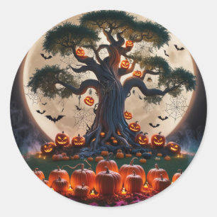 Sticker Rond Jolie Sorcière d'Halloween Whimsical, Nom Personna