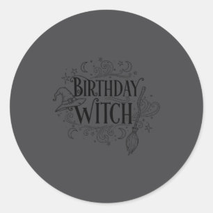 Sticker Rond Jolie Sorcière Drôle Anniversaire Sorcières Heureu
