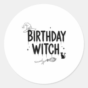 Sticker Rond Jolie Sorcière Drôle Anniversaire Sorcières Joyeus