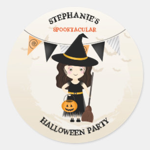 Sticker Rond Jolie sorcière fête d'Halloween