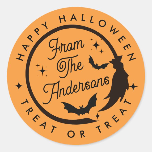 Sticker Rond Jolie sorcière Halloween Traiter ou traiter Favori (Devant)