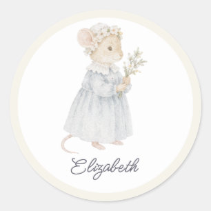 Sticker Rond Jolie Souris Bébé Cottagecore pour une Nursery Ins