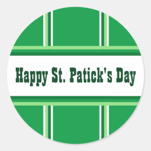 Sticker Rond Jolie St. Patrick's Day rayé vert