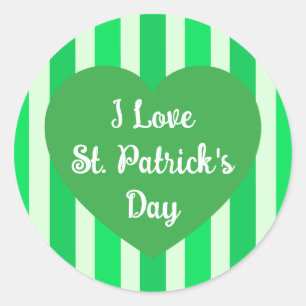 Sticker Rond Jolie St. Patrick's Day Vert rayé Simple