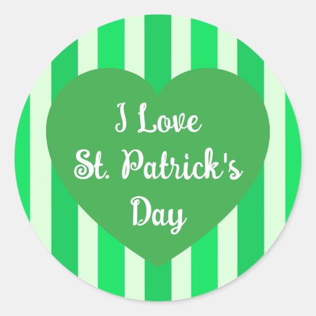 Sticker Rond Jolie St. Patrick's Day Vert rayé Simple (Devant)