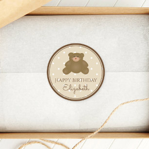 Sticker Rond Jolie Teddy Bear Baby Fête de premier anniversaire