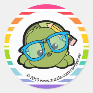 Sticker Rond Jolie tortue brillante