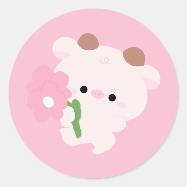 Sticker Rond Jolie vache romantique (Devant)