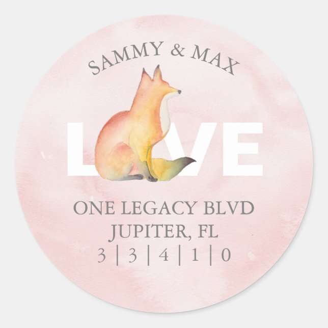 Sticker Rond Jolie Woodland Fox Retourner l'adresse Enveloppe S (Devant)