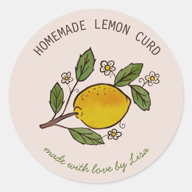 Sticker Rond Jolies Citrons fait maison Traitements rustiques P (Devant)