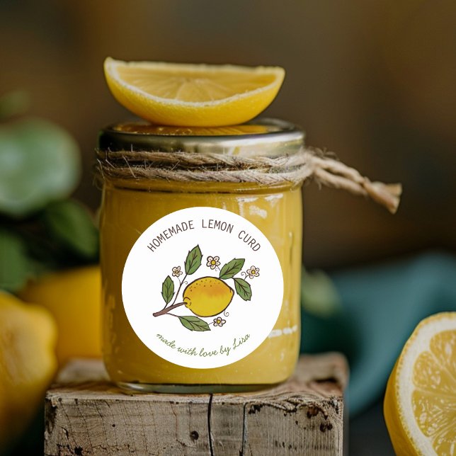 Sticker Rond Jolies Citrons fait maison Traitements rustiques P (Lovely Lemons Homemade Treats Rustic CUSTOM Classic Round Sticker
)