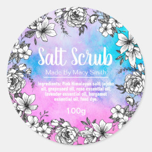 Sticker Rond Jolies Couleurs Galaxy Et Fleurs Salt Scrub Étique