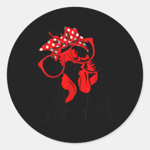 Sticker Rond Jolies femmes fille poulet avec bandana bandeau et