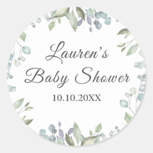 Sticker Rond Jolies feuilles de campagne Baby Shower / Sprinkle
