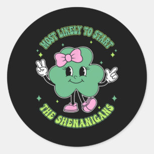 Sticker Rond Jolies filles au trèfle le plus susceptible de com