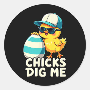 Sticker Rond Jolies Filles Me Creusent Pâques