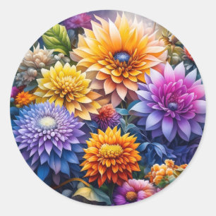 Sticker Rond Jolies Fleurs D'Art Ai Colorées