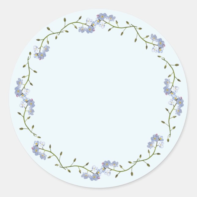 Sticker Rond jolies fleurs de Forget-Me-Not (Devant)