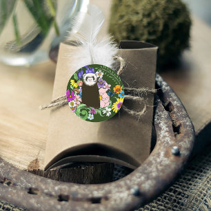 Sticker Rond Jolies fleurs sauvages de furet sableux en bois ve