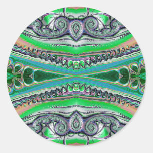 Sticker Rond ~ Jolies nuances Vert Bleu Rose Fractal ~