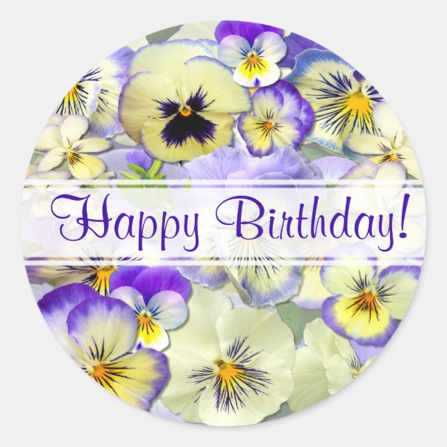 Sticker Rond Jolies Pansies Pastel (Devant)