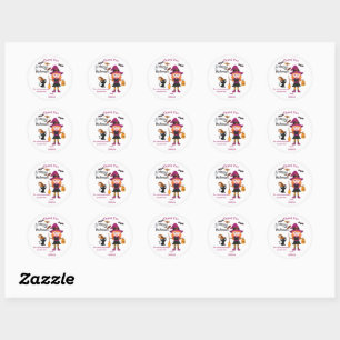 Sticker Rond Jolies sorcières Halloween Costume Merci de fête