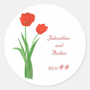 Sticker Rond Jolies tulipes rouges, mariage Enregistrer les aut