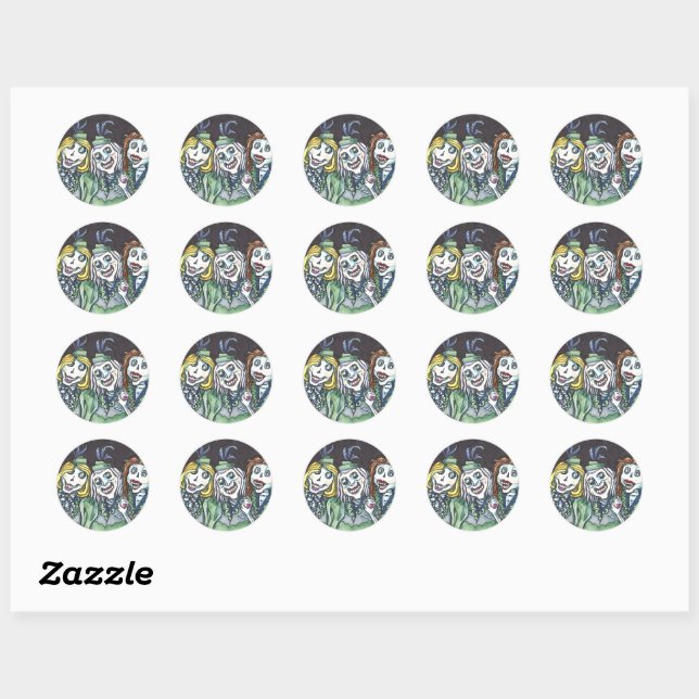 STICKER ROND JOLIMENT DÉPLAISANT ZOMBIE BRIDESMAIDS PRENDRE UN  (Feuille)