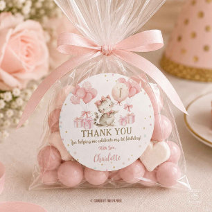 Sticker Rond Jolis Ballons Roses Chat Chaton 1er 2ème 3ème Anni