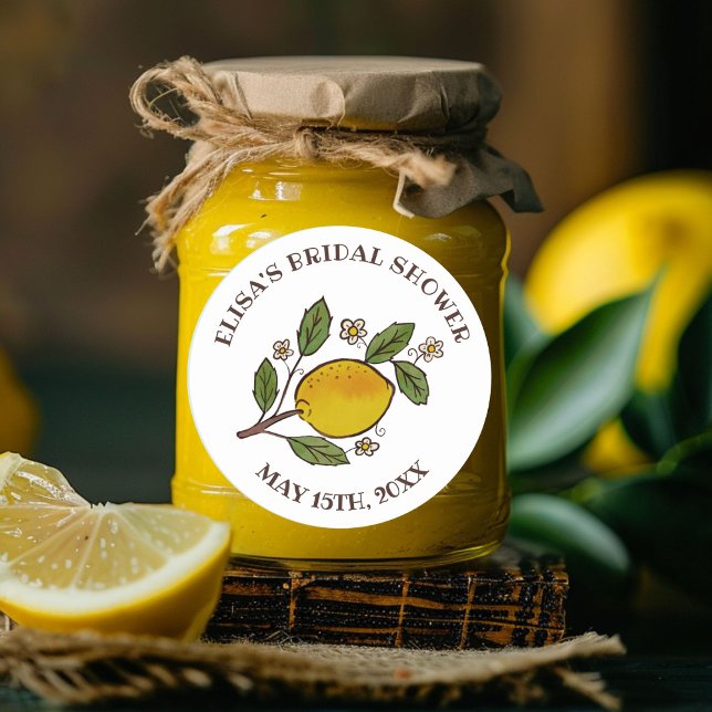 Sticker Rond Jolis Citrons FETE DE FUTURE MARIEE Rustique SUR M (Lovely Lemons BRIDAL SHOWER Rustic CUSTOM Classic Round Sticker
)