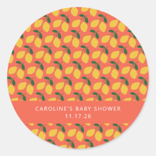 Sticker Rond Jolis citrons vintage orange personnalisés Baby Sh