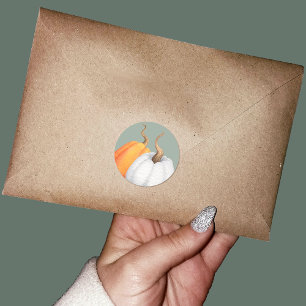 Sticker Rond Jolis citrouilles d'automne aquarelle artisanat d'