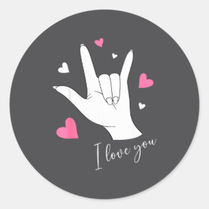 Sticker Rond Jolis cœurs de la Saint-Valentin Je t'aime Signe d