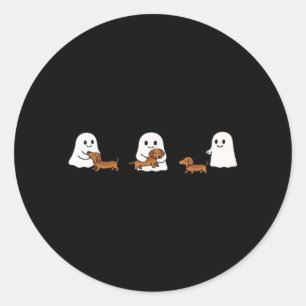 Sticker Rond Jolis fantômes drôles Boo promenant des amateurs d