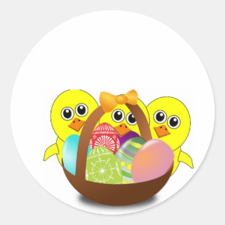 Sticker Rond Jolis lapins de Pâques