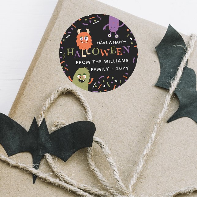 Sticker Rond Jolis monstres Joyeux Halloween (Créateur téléchargé)