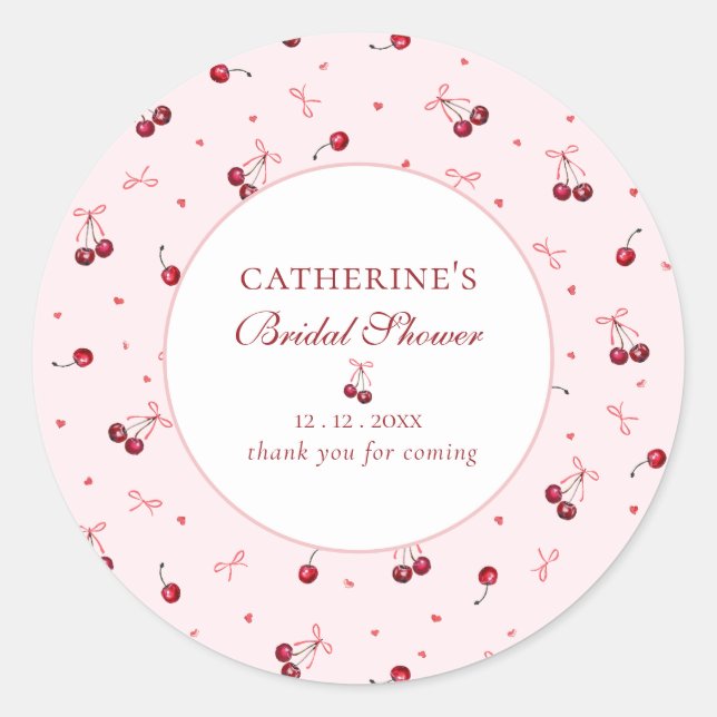 Sticker Rond Jolis nœuds roses cerise Merci (Devant)