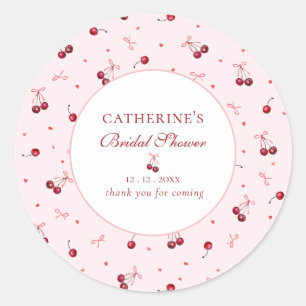 Sticker Rond Jolis nœuds roses cerise Merci