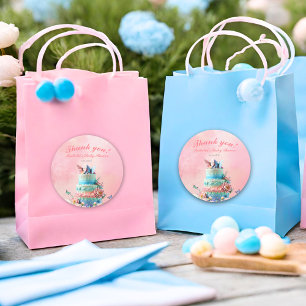 Sticker Rond Jolis Papillons Jumelles Baby Shower