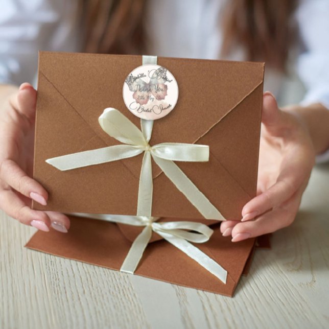 Sticker Rond Jolis Papillons Remerciements pour Mariage Shower (Créateur téléchargé)