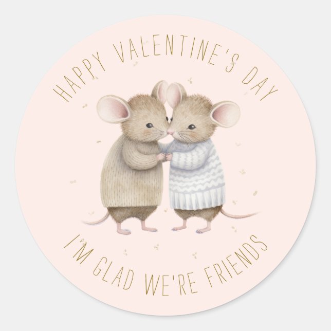 Sticker Rond Jolis Petits Souris pour la Saint-Valentin (Devant)