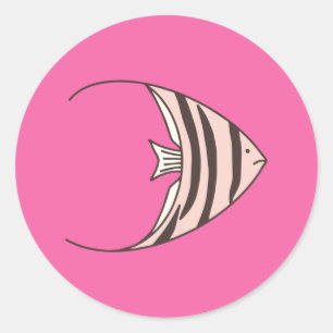Sticker Rond Jolis poissons roses