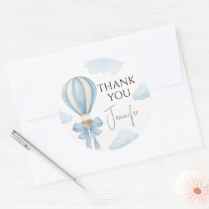 Sticker Rond Jolis remerciements pour Baby Shower garçon Ballon